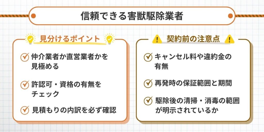 信頼できる害獣駆除業者を見分けるポイントと契約前の注意点