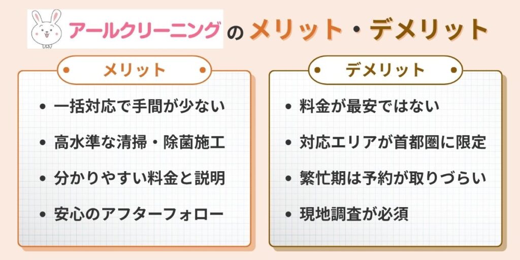 アールクリーニングに依頼するメリット・デメリットまとめ