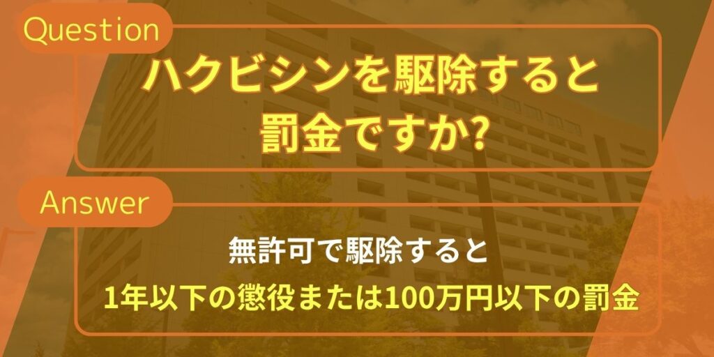 ハクビシンを駆除すると罰金ですか？