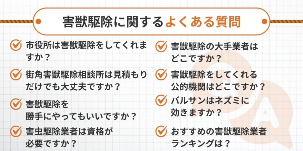 街角害獣駆除相談所 よくある質問