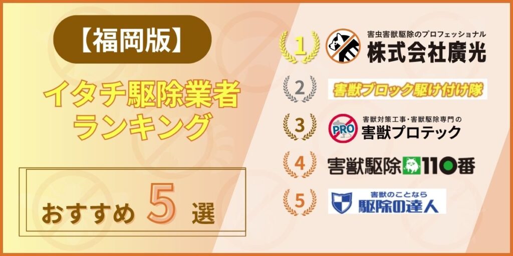 【福岡版】イタチ駆除おすすめ業者ランキング5選