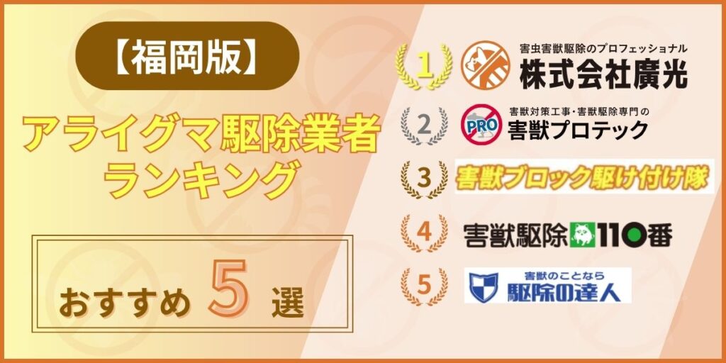 【福岡版】アライグマ駆除おすすめ業者ランキング5選